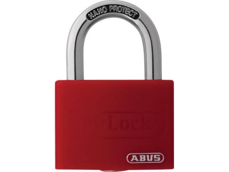 ABUS Vorhängeschloss ABUS 49943 2 Zylindervorhangschloss T65AL/40 rot gl. Schlosskörperbreite 43 mm A individuell beschreibbare Kunststoffummantelung · Schlosskörper aus Aluminium · automatisch verriegelnd · hoher Wiedererkennungswert durch verschiedene Farben von ABUS
