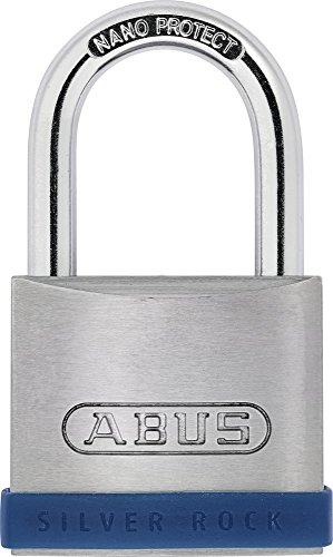 ABUS Vorhängeschloss Silver Rock 5/45 aus massivem Zink - mit Silikon Schutzrahmen - Kellerschloss u. v. m - ABUS-Sicherheitslevel 6 - Blau/Silber von ABUS