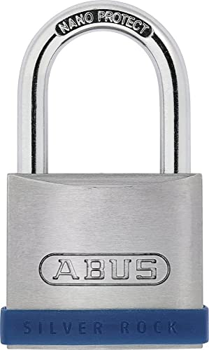 ABUS Vorhängeschloss Silver Rock 5/50 aus massivem Zink - mit Silikon Schutzrahmen - Kellerschloss u. v. m - ABUS-Sicherheitslevel 7 - Blau/Silber von ABUS