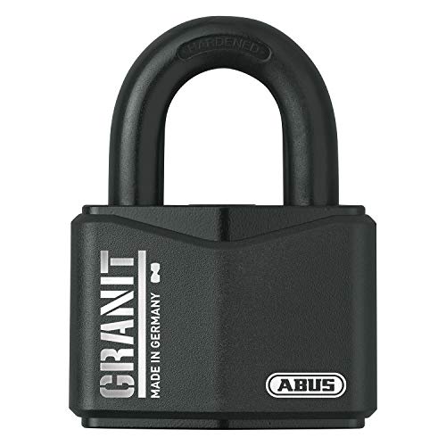 ABUS Vorhangschloss Granit 37RK/70 SZP Premium-Schloss für höchste Beanspruchungen - erhöhter Bügelschutz - Sicherheitslevel 10 - inkl. 2 Schlüssel und Sicherungskarte - schwarz - 79161, 70 mm von ABUS