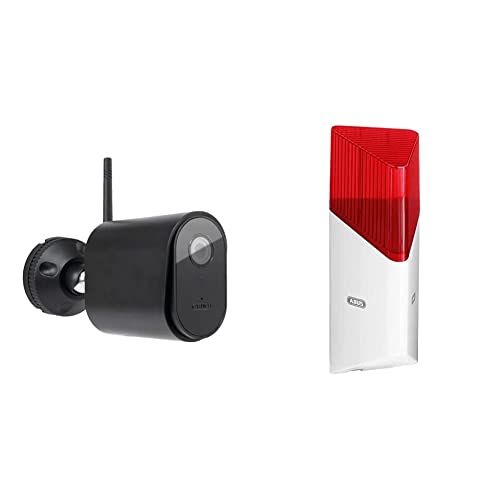 ABUS WLAN Außen-Kamera (PPIC44520B) & Funk-Sirene Smartvest für Funk-Alarmanlage | bis zu 100 db Lautstärke | Innen- und Außen-Montage | Batteriebetrieben | weiß | 38832 von ABUS