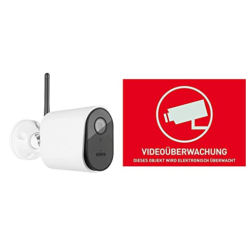 ABUS WLAN Außen-Kamera PPIC44520 - Überwachungskamera mit App, Bewegungserkennung,Nachtsicht, Warnaufkleber AU1320 Videoüberwachung ohne Logo 148 x 105 mm reflektierend von ABUS