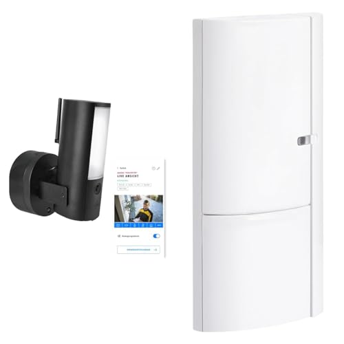 ABUS WLAN Licht Außen-Kamera (PPIC46520) & Öffnungsmelder Smartvest für Funk-Alarmanlage | verwendbar an Türen und Fenster | Testsieger | kabellose Montage | weiß | 38830 von ABUS