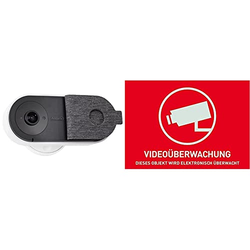 ABUS WLAN Überwachungskamera - Privacy Innen-Kamera PPIC31020 - mit Privatsphäre-Modus,+ Warnaufkleber AU1320 Videoüberwachung ohne Logo 148 x 105 mm reflektierend von ABUS