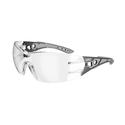ABUS Schutzbrille Xacto - sportliche, rahmenlose Arbeitsschutzbrille - mit UV-Schutz - hochflexibler Bügel - Persönliche Schutzausrüstung - klare Gläser - Farbe schwarz-grau von ABUS