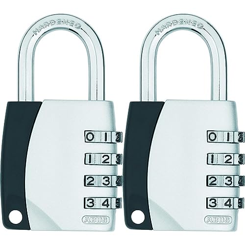 ABUS Zahlenschloss 155/40 - Vorhängeschloss mit Zinkdruckguss-Gehäuse - Kofferschloss/Spindschloss mit individuell einstellbarem Zahlencode - ABUS-Sicherheitslevel 4 - Silber (Packung mit 2) von ABUS