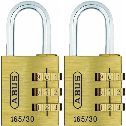 ABUS Zahlenschloss 165/30 - Vorhängeschloss aus Messing - mit individuell einstellbarem Zahlencode - Kofferschloss/Spindschloss - ABUS-Sicherheitslevel 3 (Packung mit 2) von ABUS