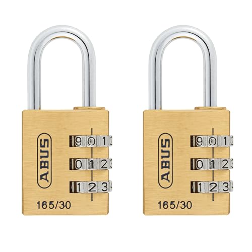 ABUS Zahlenschloss 165/30 - Vorhängeschloss aus Messing - mit individuell einstellbarem Zahlencode - Kofferschloss/Spindschloss - ABUS-Sicherheitslevel 3-2er Set von ABUS