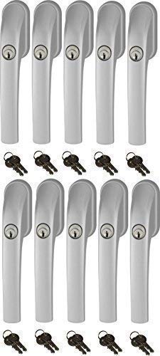 Abus FG300 abschließbarer Fenstergriff, Silber, im Set 10 Stück alle gleichschließend mit insgesamt 20 Schlüssel von ABUS