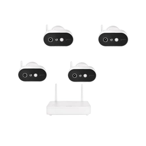 Vier Akku-Kameras Pro mit Basisstation PPIC91000 - Komplettset - Smarte kabellose Überwachungskamera mit Weißlicht-LED, 2 Wege-Audio & kostenfreier Handy-App (kein ABO) von ABUS