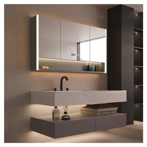 ABWGLRN Badezimmer-Spiegelschrank zur Wandmontage, Badezimmer-Spiegelschrank aus Aluminium zur Unterputz- oder Aufputzmontage, Badezimmer-Wandschrank für Schlafzimmer, Wohnzimmer, Badezimmer und TOI von ABWGLRN