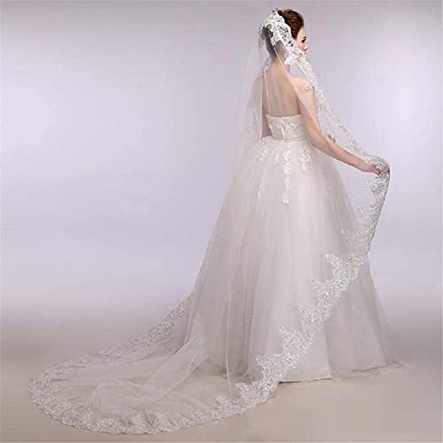 ABWYB Spitze Pailletten Hochzeitsschleier 1 Tier Elegante Brautschleier Zubehör Applique Rand Weiche Tüll Lange Schwanz Frauen Hochzeit Kathedrale Kopfschmuck Heiraten Geschenke für Bräute,Weiß,2.9m ABWYB Spitze Pailletten Hochzeitsschleier 1 Tier Elegante Brautschleier Zubehör Applique Rand Weiche Tüll Lange Schwanz Frauen Hochzeit Kathedrale Kopfschmuck Heiraten Geschenke für Bräute,Weiß,2.9m von ABWYB