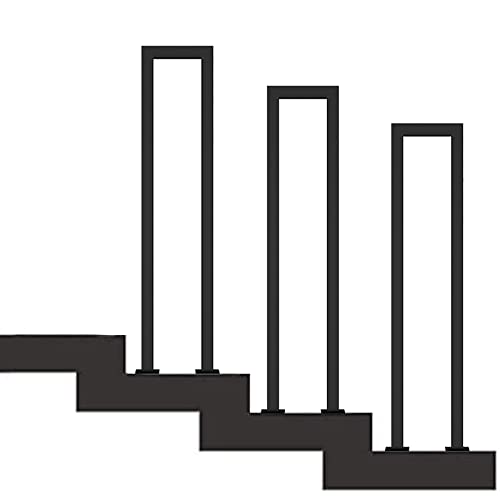 Schwarzer Metall-Übergangshandlauf für Zementbetonstufen und Holzstufen, Außentreppen, Treppengeländer, Handlauf, Lattengarten, Terrasse, Boden (Size : 90cm(2.9ft)) von ABWYB