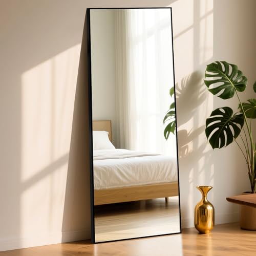 ABXMAS Extra Großer Ganzkörperspiegel 180x76cm Schwarz, Robuster Standspiegel mit Aluminiumrahmen, Wandspiegel für Schlafzimmer Wohnzimmer Flur Eingang Stehspiegel ABXMAS Extra Großer Ganzkörperspiegel 180x76cm Schwarz, Robuster Standspiegel mit Aluminiumrahmen, Wandspiegel für Schlafzimmer Wohnzimmer Flur Eingang Stehspiegel von ABXMAS