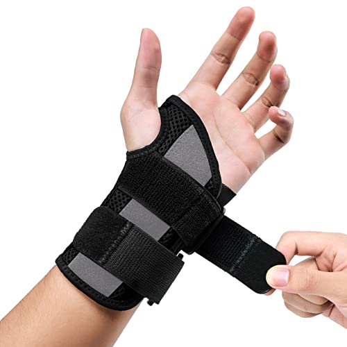 ABYON Karpaltunnel Handgelenkstütze, Handgelenk Bandage mit Schienenstabilisator Tagesnutzung für Linke oder Rechte Hand Sehnenentzündung, Verstauchungen (Schwarz, Left L/XL) von ABYON