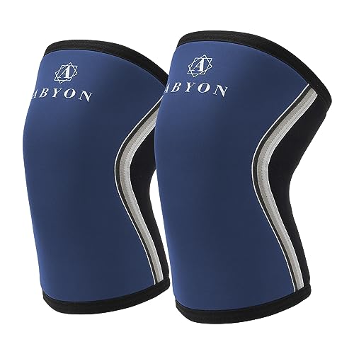 ABYON Kniebandage Kraftsport (1 Paar) für Knie, Neopren Kompressions Kniebandage 7mm für Damen Männer Bodybuilding, Powerlifting, Cross-Training, Gewichtheben, Kniebeugen (Blau, L) von ABYON