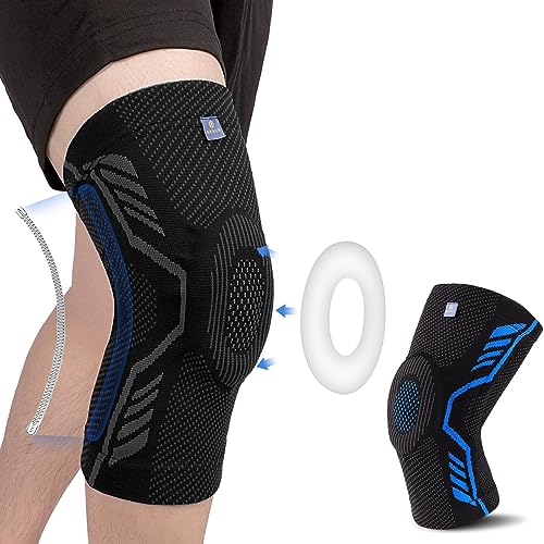 ABYON Kniebandage für Männer Damen, 1 Pack Komprimierte Kniestütze mit Patella Gel Pads & Feder Seitenstabilisatoren für Meniskusriss, Arthritis, Bänderverletzung, ACL, MCL von ABYON