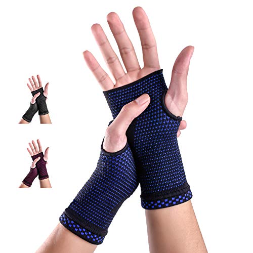 ABYON Handgelenkbandage Kompressive Handgelenk Bandagen 2 Stück für Links und Rechtshänder Arthritis, Sehnenentzündung, Verstauchung, Sportschutz für Männer Frauen (Blue, S) von ABYON