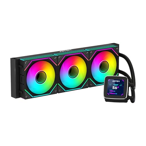 ABYSM Gaming OCEANIC 360 Black ARGB Flüssigkühlung, 39,7 cm, 2,8 Zoll LCD-Display, CPU-Temperatur, Lüftergeschwindigkeit, Desktop, Laptop von Abysm Gaming