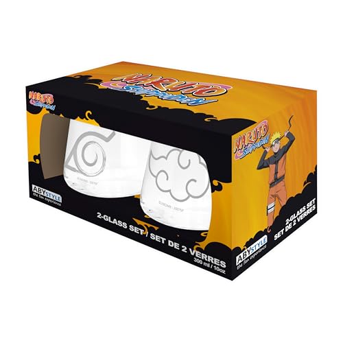 ABYSTYLE Naruto Shippuden 2er Set Glasbecher Konoha und Akatsuki 250ml für Zuhause und Küche von ABYSTYLE