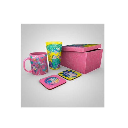ABYstyle Rick and Morty Geschenkset aus Glas XXL + Tasse + 2 Untersetzer, Motiv von GB eye