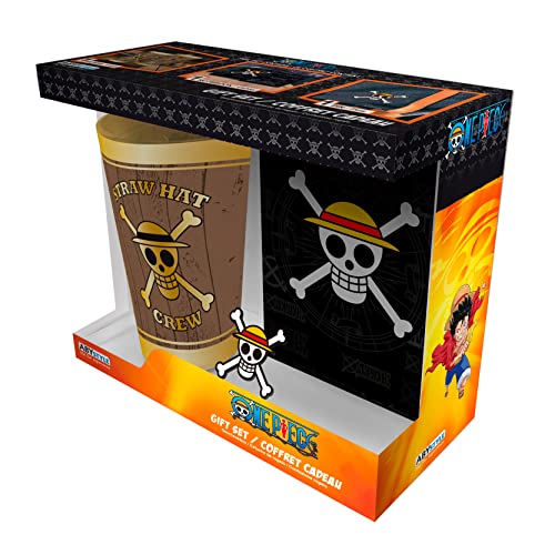 ABYstyle - One Piece Geschenkset Glas XXL + Pin + Heft Skull von ABYSTYLE