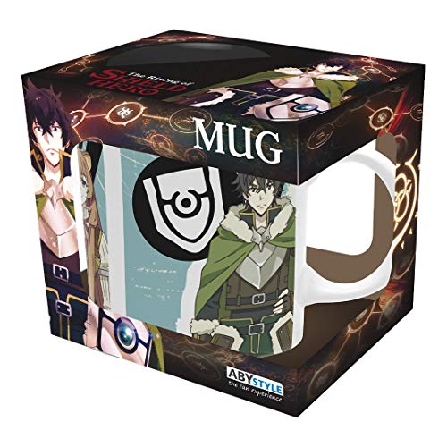 ABYstyle The Rising of the Shield Hero Group Keramiktasse für Kaffee, Tee, 325 ml, mit Naofumi, Raphtalia & Filo Anime Manga, spülmaschinenfest, mikrowellengeeignet, Geschenk für Zuhause und Küche von ABYSTYLE