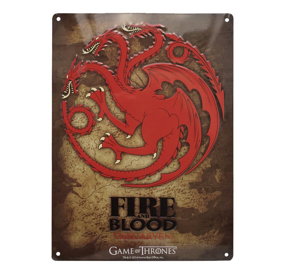 ABYstyle Metallschild Targaryen Fire and Blood Blechschild - Game of Thrones von ABYstyle