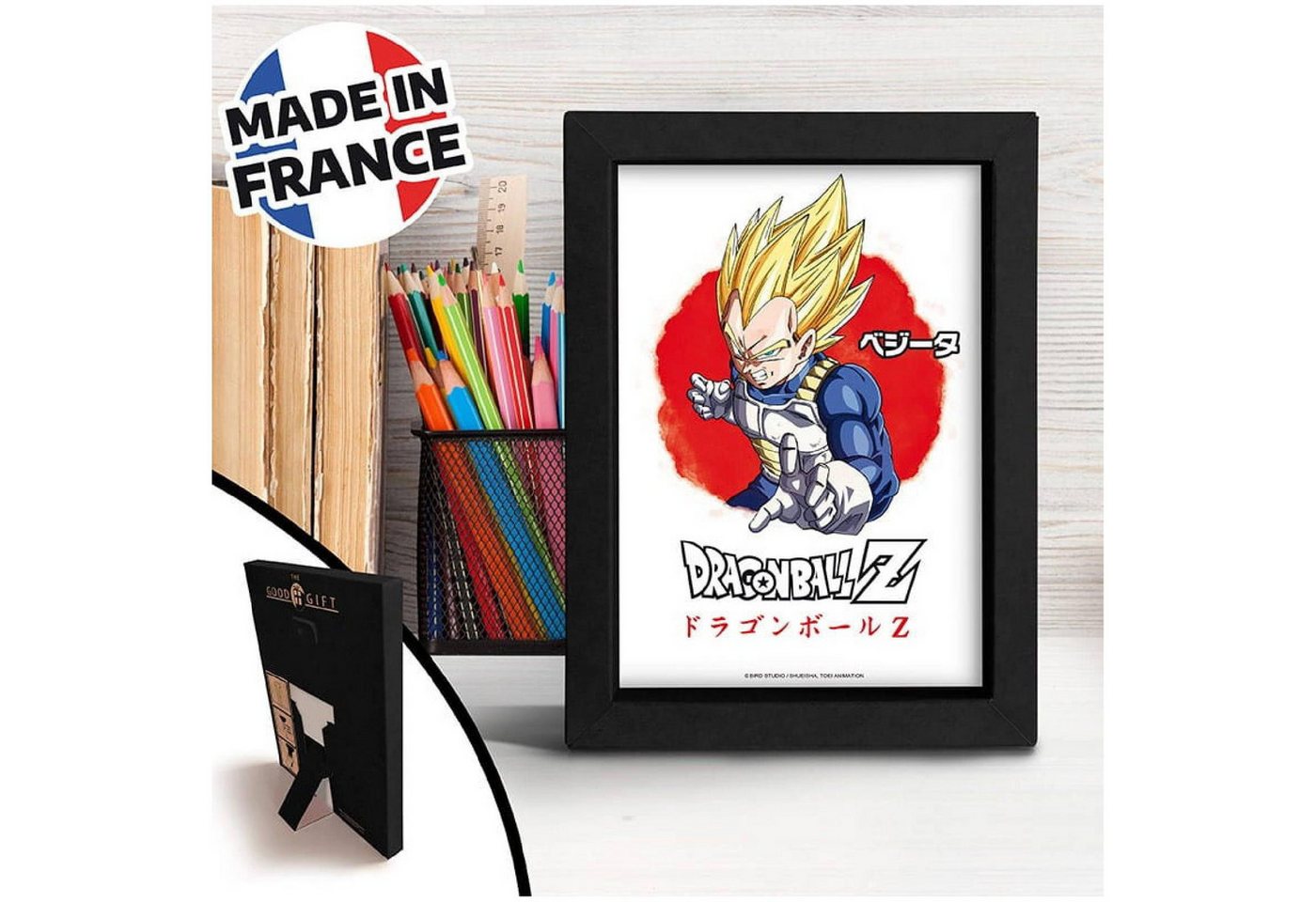 ABYstyle Poster Dragon Ball Z - Black Kraft Frame - Asian Art - Vegeta S. Saiyan von ABYstyle