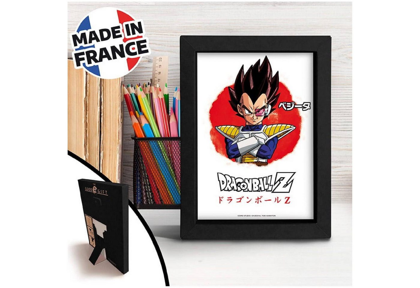 ABYstyle Poster Dragon Ball Z - Black Kraft Frame - Asian Art - Vegeta von ABYstyle