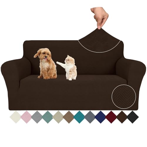 1-Sitzer-Sofabezug mit Armlehnen, Stretch-Sesselbezug, kratzfester Sofabezug for Katzen und Hunde, Rutschfester und schmutzabweisender Sofabezug, universeller moderner Sofabezug(Caffè,2 Posti) von ABZDUNG