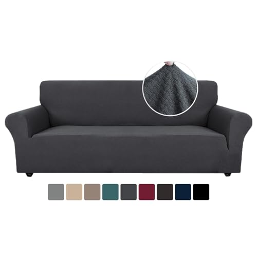 1-Sitzer-Sofabezug mit Armlehnen, Stretch-Sesselbezug, kratzfester Sofabezug for Katzen und Hunde, rutschfeste und fleckenabweisende Sofabezüge, universeller moderner Sofabezug(Grigio Nuovo,233-293 CM von ABZDUNG