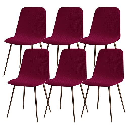4-teilige Stretch-Stuhlhussen mit Rückenlehne, universelle waschbare Jacquard-Stuhlhussen for Esszimmer mit runder Rückenlehne, Stuhlhussen for Wohnzimmer und Küche for zu Hause(Vino Rosso,6pcs) von ABZDUNG