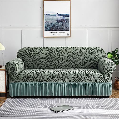 1/2/3/4-Sitzer-Sofabezug, Stretch-Sofabezug mit Rock, waschbarer Rutschfester Spandex-Sofabezug for Kinder, Katzen und Hunde(Verde Salvia,2 posti) von ABZDUNG