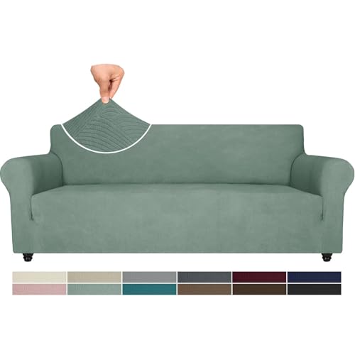 ABZDUNG 1-Sitzer-Sofabezug mit Armlehnen, katzenkratzfester Sofabezug, Stretch-Sofabezug, Schwerer Winter-Sofabezug, schmutzabweisender Sofabezug, waschbar, rutschfest(Verde Chiaro,233-293 cm) von ABZDUNG
