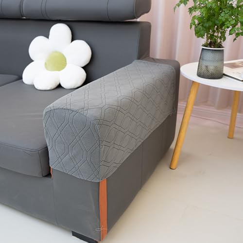 ABZDUNG 2 Stück Lange Armlehnenbezüge, Universal Armlehnenbezug, Sofabezug, Stretch Sofabezug, Sesselbezug mit Armlehnen for Sessel, Sofa, Armlehnen(Grigio) von ABZDUNG