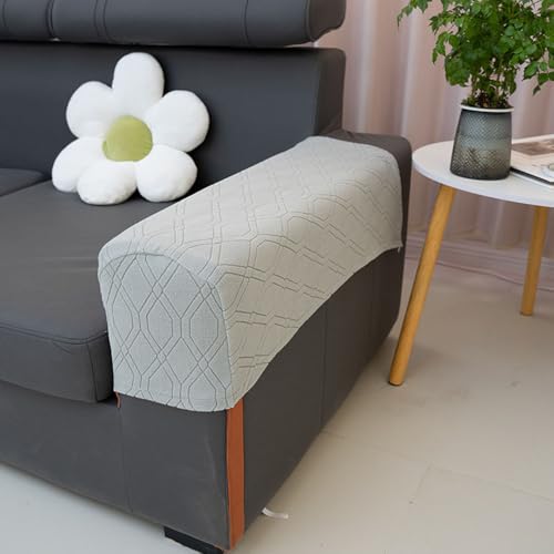 ABZDUNG 2 Stück Lange Armlehnenbezüge, Universal Armlehnenbezug, Sofabezug, Stretch Sofabezug, Sesselbezug mit Armlehnen for Sessel, Sofa, Armlehnen(Grigio Chiaro) von ABZDUNG