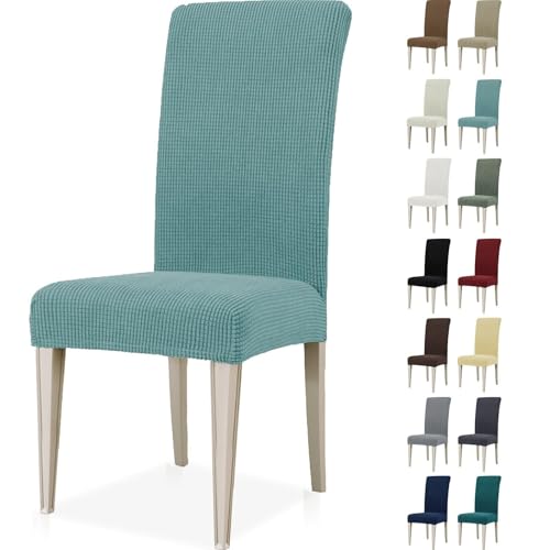 ABZDUNG 2 Stück Stuhlhussen mit Rückenlehne, Stretch-Stuhlhussen for Wohnzimmer und Küche, universelle Stretch-Stuhlhussen, Moderne, katzenkratzfeste Stuhlhussen(Azzurro,6 Pezzi) von ABZDUNG