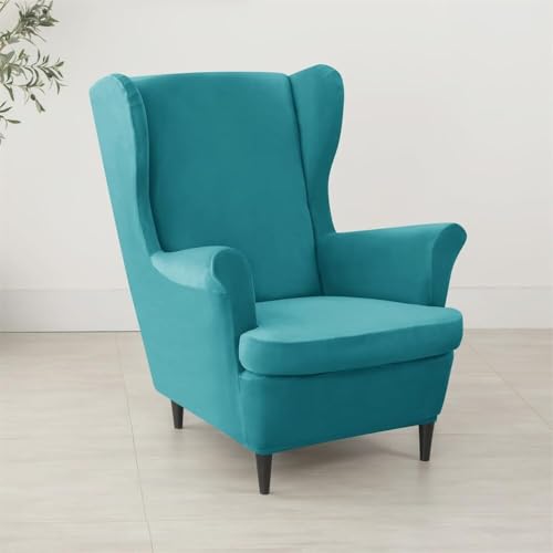 ABZDUNG 2-teiliger Bezug for Ohrensessel und Ottomane aus Samt, Bezug for 1-Sitzer-Sofa mit Kissenbezug, waschbar und abnehmbar(Blu Turchese,78-85 cm) von ABZDUNG