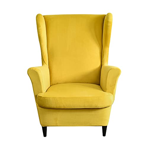 ABZDUNG 2-teiliger Stretch-Ohrensesselbezug, Samt-Ohrensessel-Schonbezüge, Ohrensessel-Sitzbezug(Giallo) von ABZDUNG