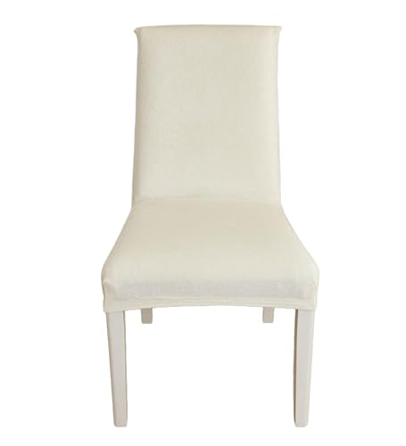 ABZDUNG 2er-Set Stuhlhussen for Esszimmerstühle, dehnbar, abnehmbar, waschbar, dekorativ, Samt, geprägt, Weiß(Bianco,1 pezzi) von ABZDUNG