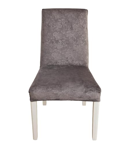 2er-Set Stuhlhussen for Esszimmerstühle, dehnbar, abnehmbar, waschbar, dekorativ, Samt, geprägt, Weiß(Grigio,1 pezzi) von ABZDUNG