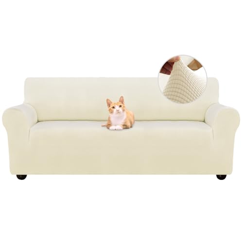ABZDUNG 3-Sitzer Stretch Sofabezug, rutschfeste, schmutzabweisende gemusterte Stretch-Sofahusse, Sofabezug mit Armlehnen, superweicher Stoff, universell(B4,3 Posti) von ABZDUNG