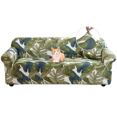 ABZDUNG 3-Sitzer Stretch Sofabezug, rutschfeste, schmutzabweisende gemusterte Stretch-Sofahusse, Sofabezug mit Armlehnen, superweicher Stoff, universell(C2,4 Posti) von ABZDUNG
