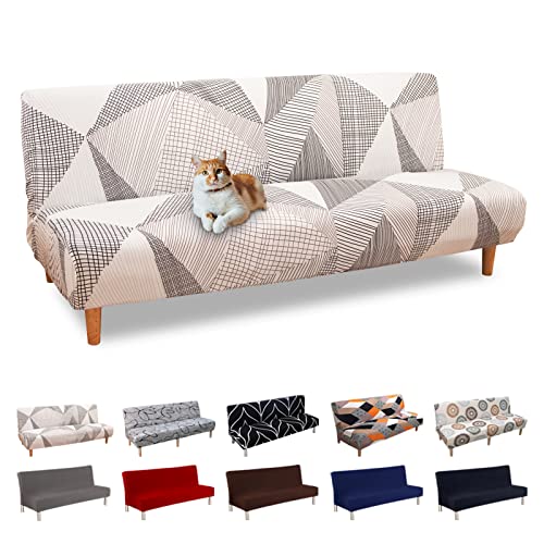 ABZDUNG 3er Sofabezug Ohne Armlehnen, Universal Stretch Sofabezug, Faltbarer Click Clack Schlafsofabezug, Waschbarer Abnehmbarer Ausziehsofabezug, Futon Sofabezug for Wohnzimmer Zuhause(U) von ABZDUNG
