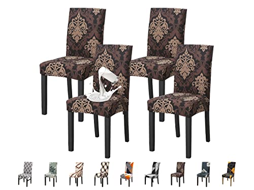 ABZDUNG 4-teilige wasserdichte Esszimmerstuhlbezüge, Stretch-Esszimmerstuhl-Schonbezüge mit Rückenlehne, moderner Abnehmbarer waschbarer Stuhlbezug for die Küche zu Hause(W5,4pcs) von ABZDUNG