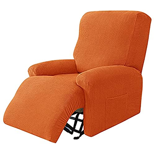 ABZDUNG 4-teiliger Stretch-Liegestuhlbezug, Relax-Couchbezug mit Taschen(Orange) von ABZDUNG