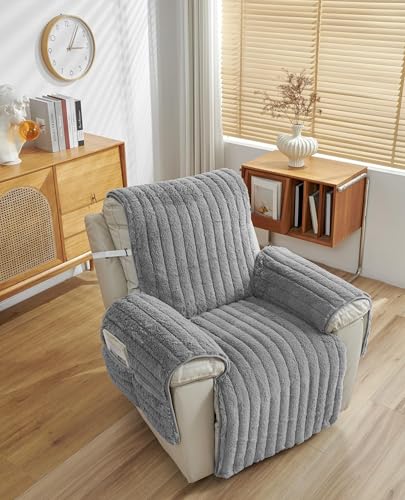 ABZDUNG Bezüge for Liegestühle, Bezug for elektrische Liegestühle, Relaxsessel, Langer Sesselbezug, Relax-Sitzbezug mit Taschen(Grigio Scuro) von ABZDUNG