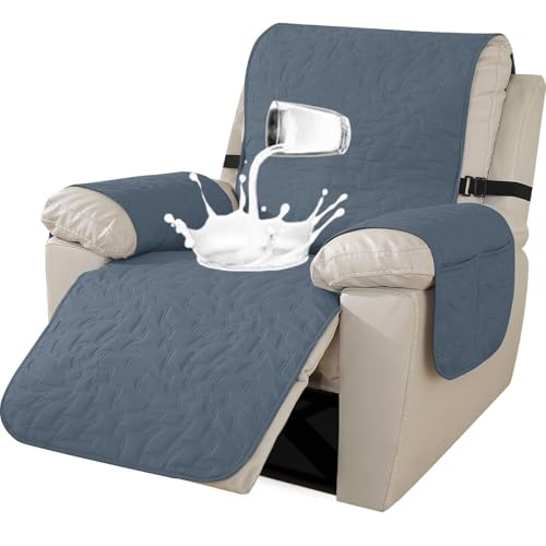 ABZDUNG Bezug for 1-Sitzer-Relaxsessel, Sesselbezug mit Armlehnen, Bezug for 1-Sitzer-Sessel mit Armlehnen, Sesselbezug mit Gummiband, Bezug for Liegesofa(Blu Grigio,59 cm) von ABZDUNG