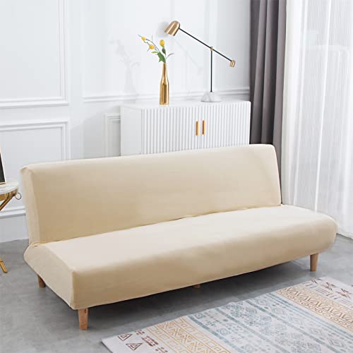 ABZDUNG Bezug for Schlafsofa ohne Armlehnen: Weicher und hochdehnbarer Bezug for Schlafsofa ohne Armlehnen aus Samt, Schutzhülle for 2-3-Sitzer-Klappschlafsofa (Gelb gepunktet)(Beige Et Jaune.) von ABZDUNG